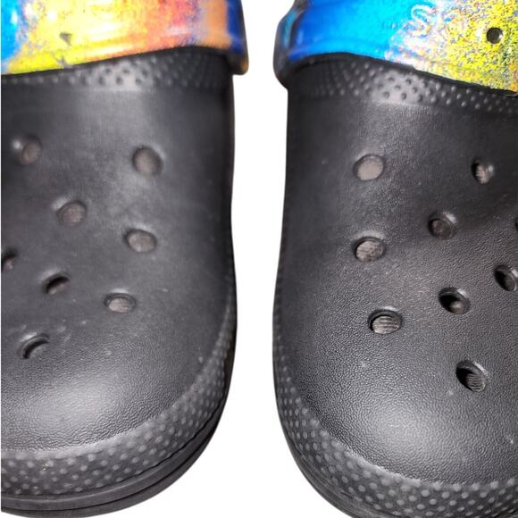 Crocs Classic Lined Spray Dye Rainbow Slip On Clog M6 W7 - Picture 2 of 7